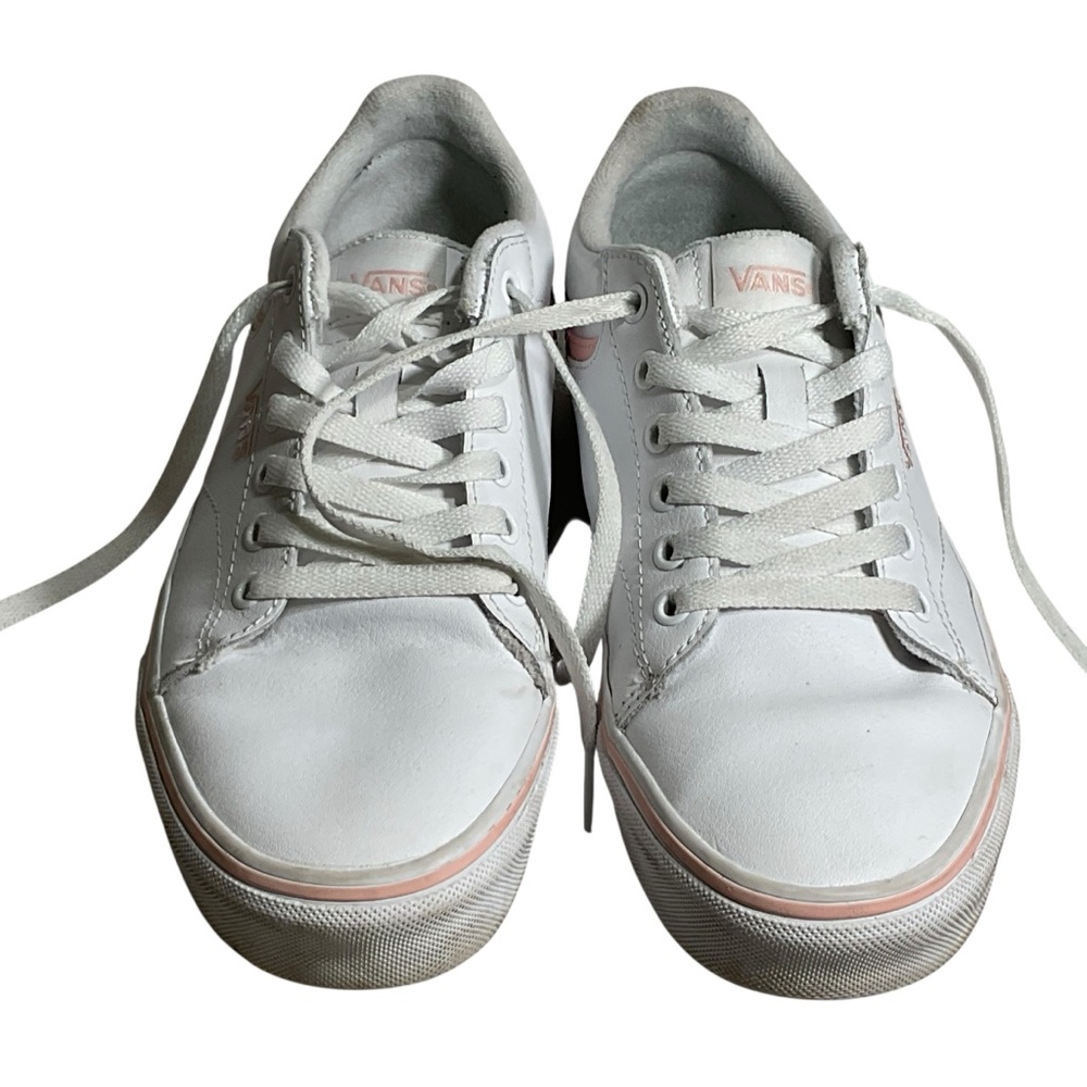 Vans Off The Wall women's white with pink leather sneakers. Size 9. - Picture 7 of 10